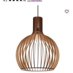 Vintage Ash Wood Dome Pendant Light 12" Hanging Lamp